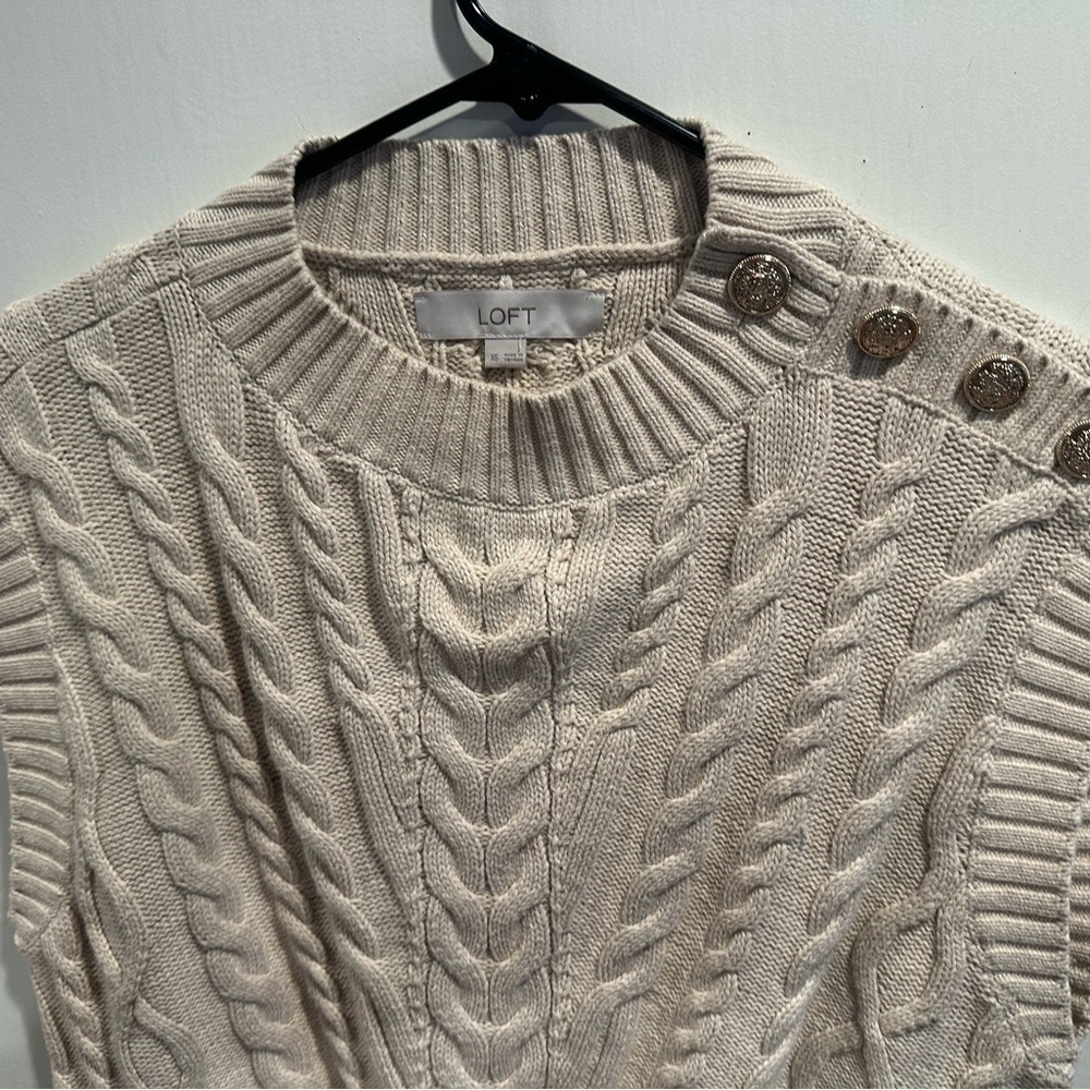 LOFT Women's Beige Cable Knit Sweater Vest - Picture 4 of 5